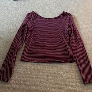 Edikted Burgundy and White Striped Long Sleeve Top